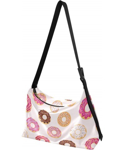 Large Crossbody Bag Cute Pink Colors Sweet Glazed Donuts PU Leather Shoulder Bag for Women Girls $19.13 Crossbody Bags