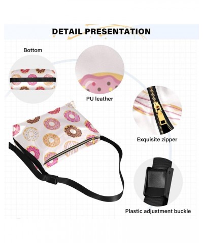 Large Crossbody Bag Cute Pink Colors Sweet Glazed Donuts PU Leather Shoulder Bag for Women Girls $19.13 Crossbody Bags