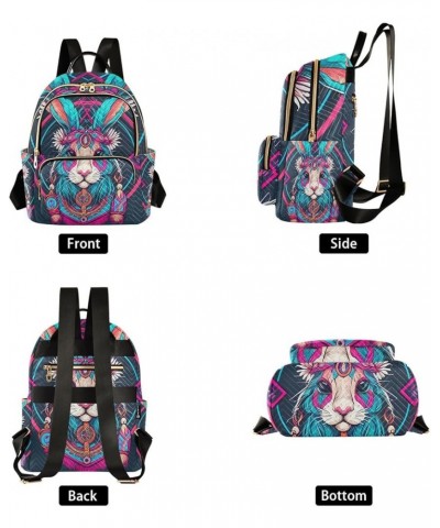 Small Fashion Backpack for Women Tribal Rabbit Print Ladies Travel Daypack Aesthetic Shoulder Bag 10.2×5.1×12.5 IN $14.72 Bac...