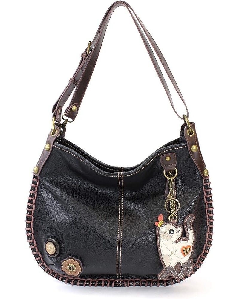 Handbags Charming Crossbody or Shoulder Convertible Large Purse - BLACK Slim Cat $34.32 Crossbody Bags