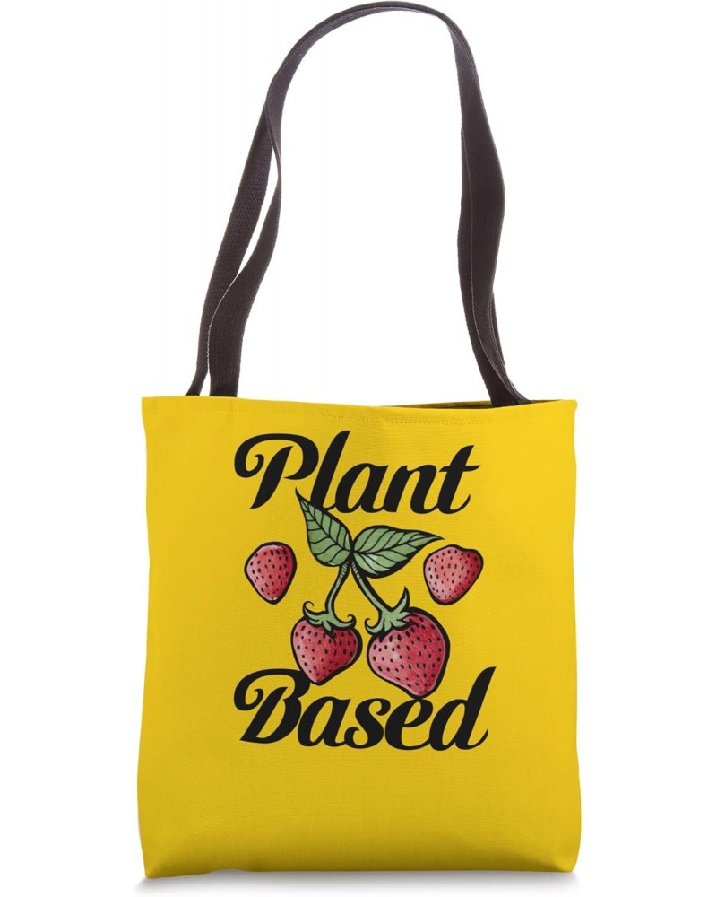 Plant Based Vegan Art Strawberry designs Tote Bag $11.20 Totes