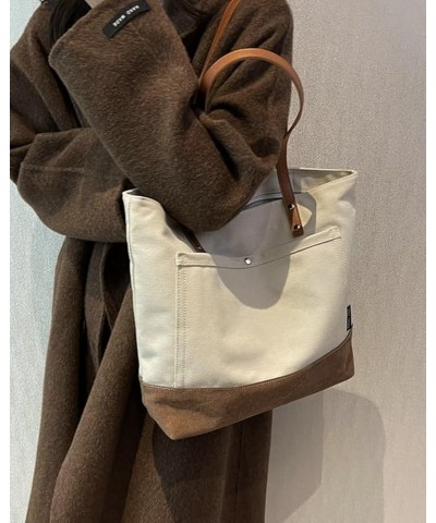 Canvas Shoulder Bag for Women Color Contrast Hobo Bag Large Casual Satchel Tote Bag Top Handle Handbag B Green $20.19 Totes