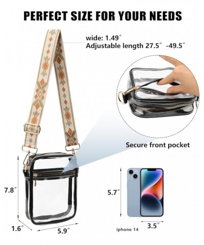 Clear Crossbody Bag for Women, Clear Bag Stadium Approved Clear Purse with Adjustable Strap Gold-black-13 $10.43 Crossbody Bags