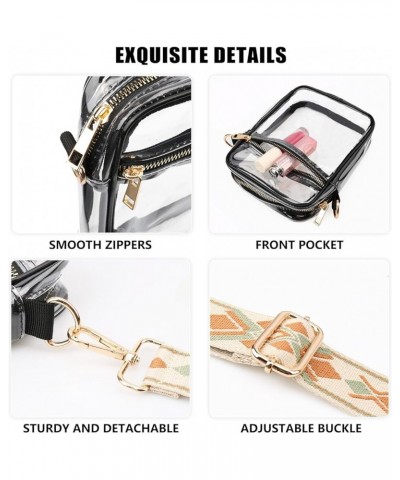 Clear Crossbody Bag for Women, Clear Bag Stadium Approved Clear Purse with Adjustable Strap Gold-black-13 $10.43 Crossbody Bags