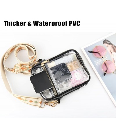 Clear Crossbody Bag for Women, Clear Bag Stadium Approved Clear Purse with Adjustable Strap Gold-black-13 $10.43 Crossbody Bags