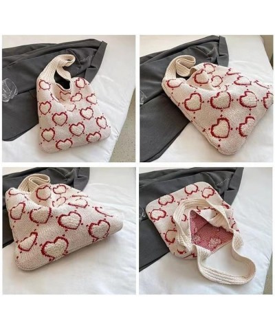 Crochet Bag Tote Bag for Women Cute Bags Heart Tote Bag Cutecore Knitting Bag Fairycore Hobo Bag Beach Bag (Black) Khaki $11....