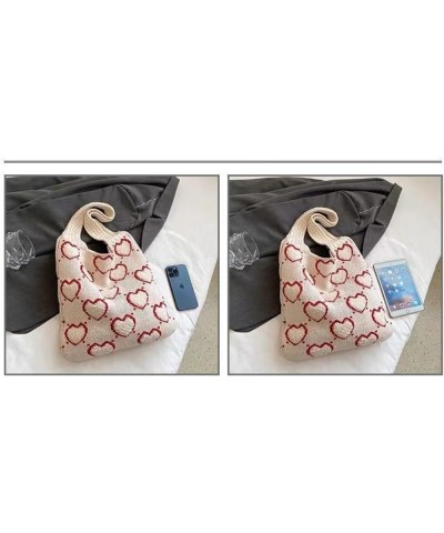 Crochet Bag Tote Bag for Women Cute Bags Heart Tote Bag Cutecore Knitting Bag Fairycore Hobo Bag Beach Bag (Black) Khaki $11....