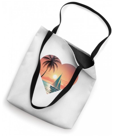 Beautiful Heart Beach Scene, Sandy Beach with Sail boat Tote Bag $11.18 Totes