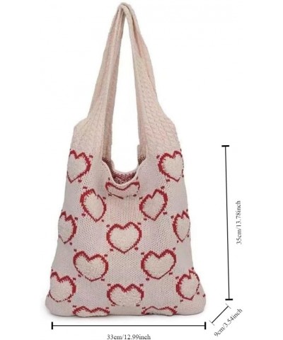 Crochet Bag Tote Bag for Women Cute Bags Heart Tote Bag Cutecore Knitting Bag Fairycore Hobo Bag Beach Bag (Black) Khaki $11....