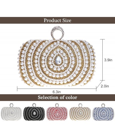 Artificial Pearl Clutch Bag for Women Evening Bags Purses Dazling Crystal Crossbody Shoulder Bag Red $31.71 Evening Bags