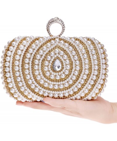 Artificial Pearl Clutch Bag for Women Evening Bags Purses Dazling Crystal Crossbody Shoulder Bag Red $31.71 Evening Bags