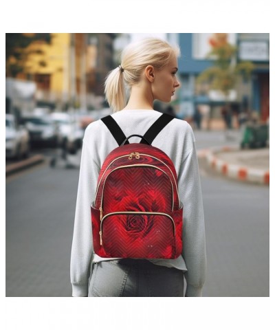 Rose Blossom Heart Women Backpack Purse Ladies Fashion Shoulder Bag Daypack Travel Bag 7.5L Small $16.73 Backpacks