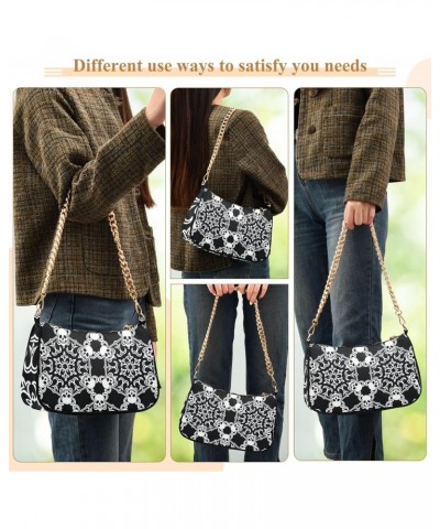 Shoulder Bag Damask Skull Black White Women Clutch Handbag Shoulder Purch Date Chain Bag Tote Bag Spring Holiday Birthday Gif...