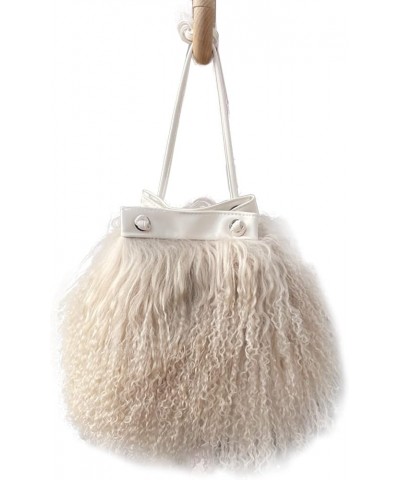 Real Mongolian Fur Luxury Lamb Fur Womens Girls Shoulder Tote Bags Beige $25.64 Totes