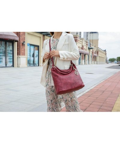 Hobo Purses for Women – PU Leather Handbag Womens Hobo Shoulder bag – Fashion Top Handle Burgundy $28.04 Hobo Bags