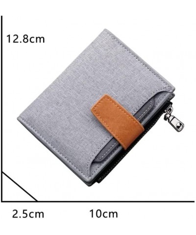 Canvas wallet short men's button bag money clip multi-card slot can hold driver's license with zipper (Color : Black) Blue $3...