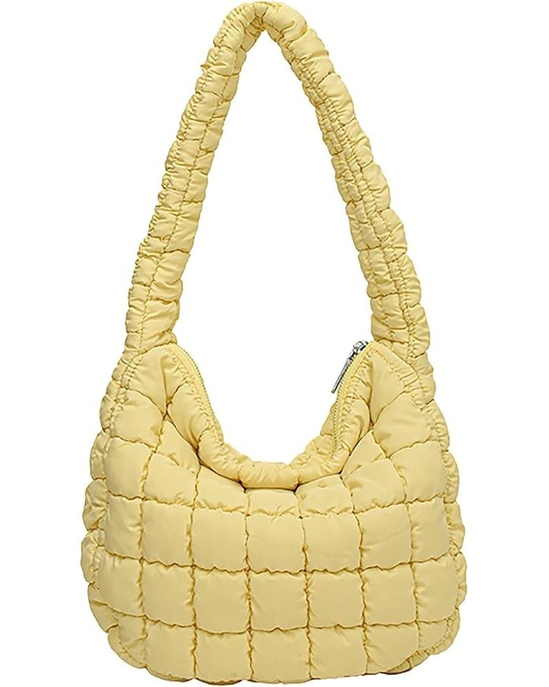 Quilted Tote Bag for Women Puffer Bag Lightweight Padding Shoulder Bag Hobo Bag Satchel Handbag Cloud Bag with Zip 2023 Yello...