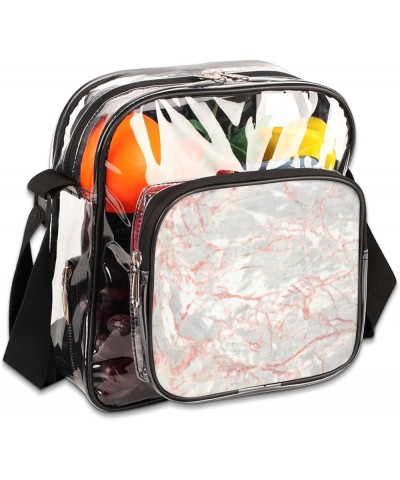 Bunny Foraging Stadium-Approved Clear Crossbody Bag with Colorful Print Design Pink Marble $13.67 Crossbody Bags