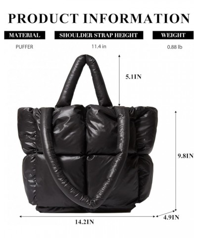 Puffer Tote Bag, Soft Puffy Bags for Women Light Winter Down Cotton Padded Quilted Tote Bag Shoulder Handbag Purse Black $20....