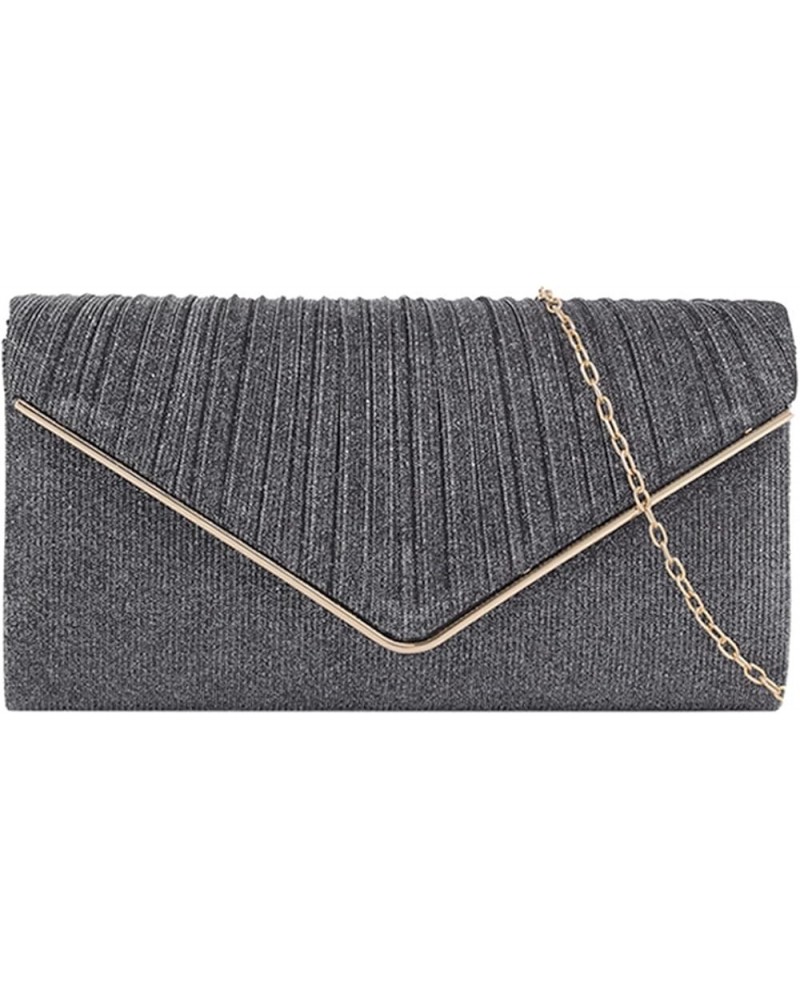 Ladies Frosted Satin Evening Clutch Purse Bag Party Prom Wedding Envelope Crossbody Handbags Dark grey 005 Dark Grey $27.40 E...