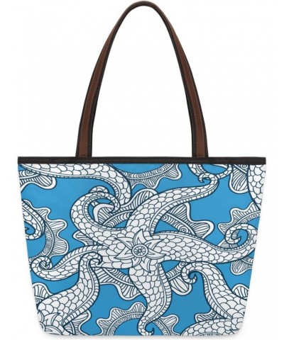 Ocean Sea Animal Starfish Large Tote Bag For Women Shoulder Handbags with Zippper Top Handle Satchel Bags for Shopping Travel...