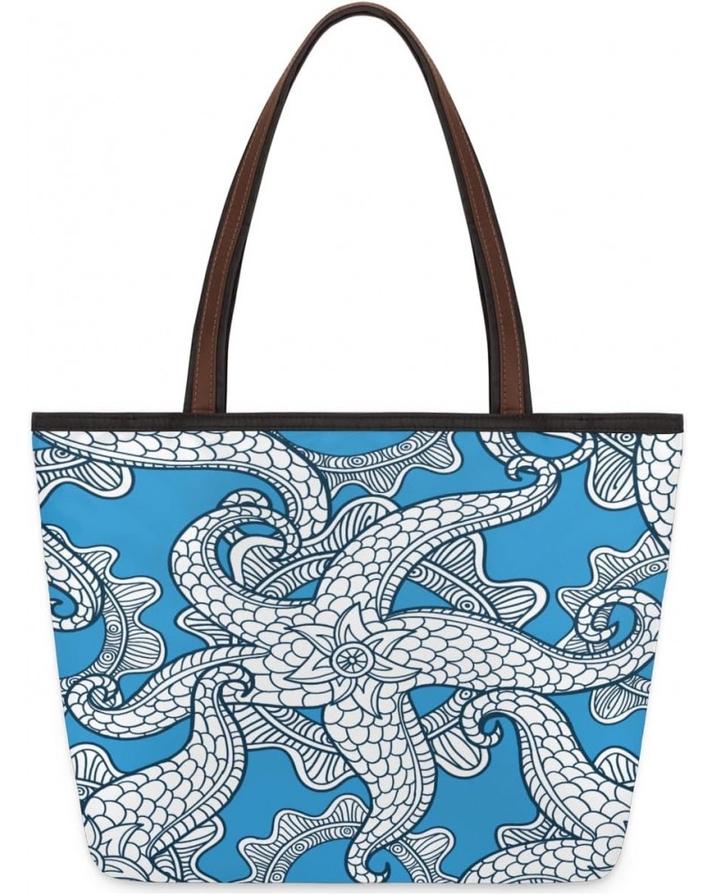 Ocean Sea Animal Starfish Large Tote Bag For Women Shoulder Handbags with Zippper Top Handle Satchel Bags for Shopping Travel...