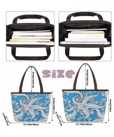 Ocean Sea Animal Starfish Large Tote Bag For Women Shoulder Handbags with Zippper Top Handle Satchel Bags for Shopping Travel...