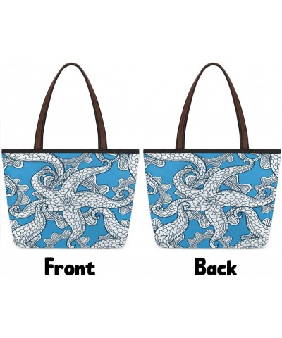 Ocean Sea Animal Starfish Large Tote Bag For Women Shoulder Handbags with Zippper Top Handle Satchel Bags for Shopping Travel...