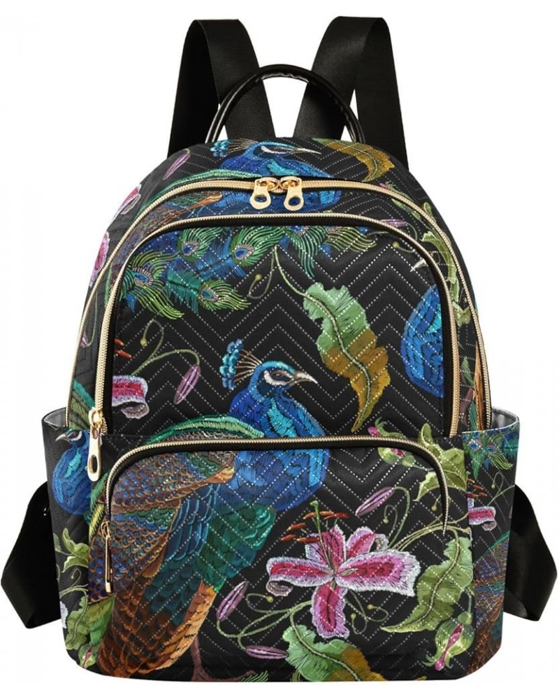 Women Backpack Peacock Tropical Flower Anti-Theft Travel Backpack with Luggage Belt Lightweight Handbag Lady Purse Roomy Doub...