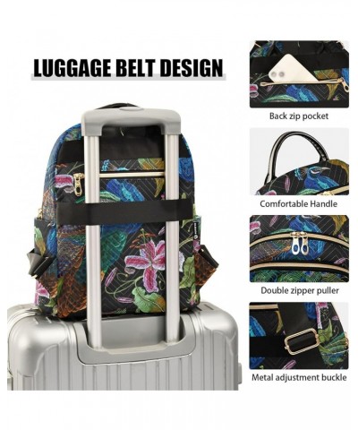 Women Backpack Peacock Tropical Flower Anti-Theft Travel Backpack with Luggage Belt Lightweight Handbag Lady Purse Roomy Doub...