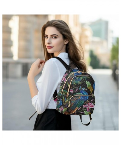 Women Backpack Peacock Tropical Flower Anti-Theft Travel Backpack with Luggage Belt Lightweight Handbag Lady Purse Roomy Doub...