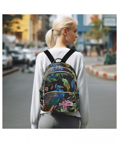 Women Backpack Peacock Tropical Flower Anti-Theft Travel Backpack with Luggage Belt Lightweight Handbag Lady Purse Roomy Doub...