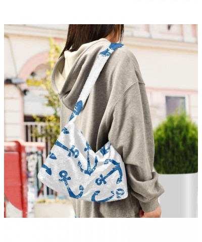 Anchors Furry Tote Bag for Women Crossbody Bag Crossbody Bag Purse Furry Purse with Zipper for Women Men $10.29 Totes