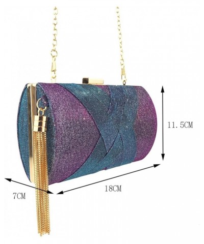 Women Wedding Clutch Bags Party Purse And Handbag Discoloration Sequin Elegant Tassel Shoulder Bag Purple $45.10 Evening Bags