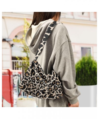 Leopard Plush Underarm Bag Women's Tote Handbags Fluffy Shoulder Bag Purse Lightweight Tote Bags Cell Phone Bag M-17 $12.75 T...