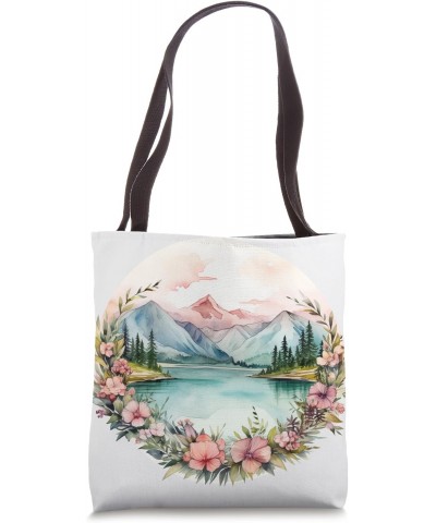 Boho Chic Floral Wreath flowers watercolor Retro Mountain Tote Bag $13.46 Totes