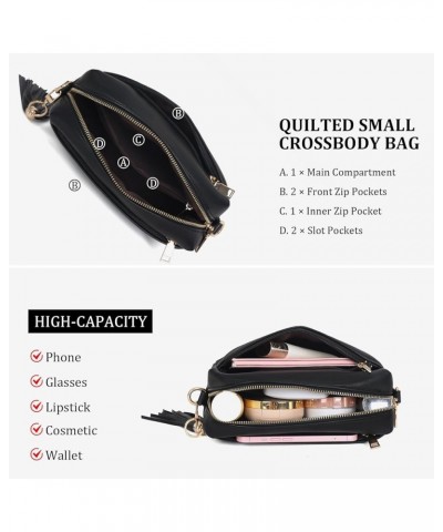 Crossbody Bags for Women,Small Vegan Leather Crossbody Purse,Women's Shoulder Handbags with 2 Wide Straps Black $19.60 Crossb...