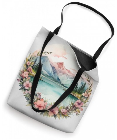 Boho Chic Floral Wreath flowers watercolor Retro Mountain Tote Bag $13.46 Totes