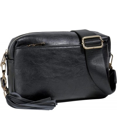 Crossbody Bags for Women,Small Vegan Leather Crossbody Purse,Women's Shoulder Handbags with 2 Wide Straps Black $19.60 Crossb...