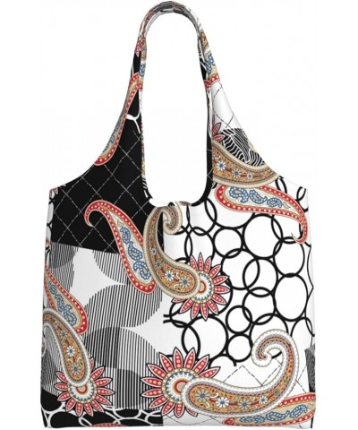 Paisley Single Shoulder Commuter Canvas Tote Bags For Women And Men Paisley 1 $11.65 Totes