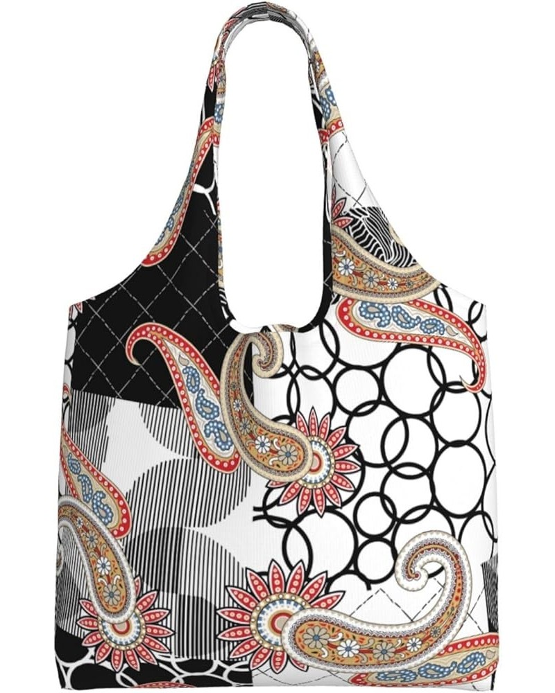 Paisley Single Shoulder Commuter Canvas Tote Bags For Women And Men Paisley 1 $11.65 Totes