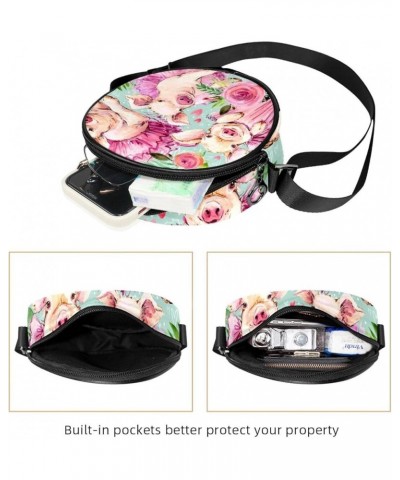 the Chameleon Insect Crossbody Bag for Women Teen Girls Round Canvas Shoulder Bag Purse Tote Handbag Bag Multi06 $10.91 Totes