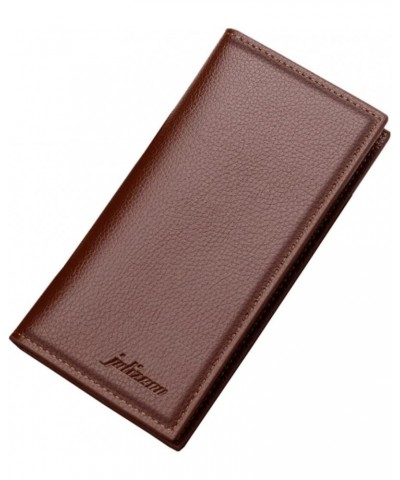 Men S Wallets with Fashion ID Long Wallet Solid Color Men Open Purse Multiple Card Slots Clutch Women (Brown, One Size) Brown...