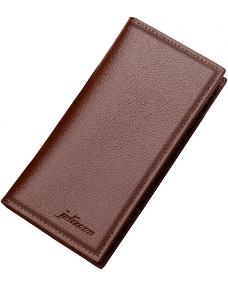 Men S Wallets with Fashion ID Long Wallet Solid Color Men Open Purse Multiple Card Slots Clutch Women (Brown, One Size) Brown...