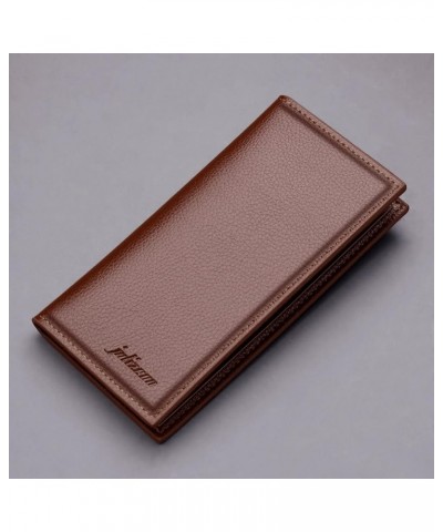 Men S Wallets with Fashion ID Long Wallet Solid Color Men Open Purse Multiple Card Slots Clutch Women (Brown, One Size) Brown...