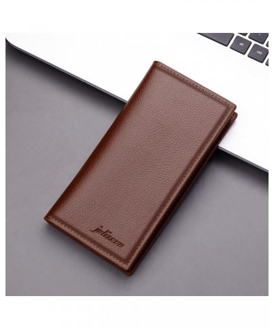 Men S Wallets with Fashion ID Long Wallet Solid Color Men Open Purse Multiple Card Slots Clutch Women (Brown, One Size) Brown...