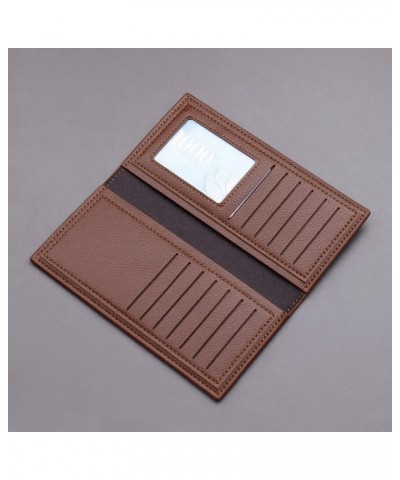 Men S Wallets with Fashion ID Long Wallet Solid Color Men Open Purse Multiple Card Slots Clutch Women (Brown, One Size) Brown...