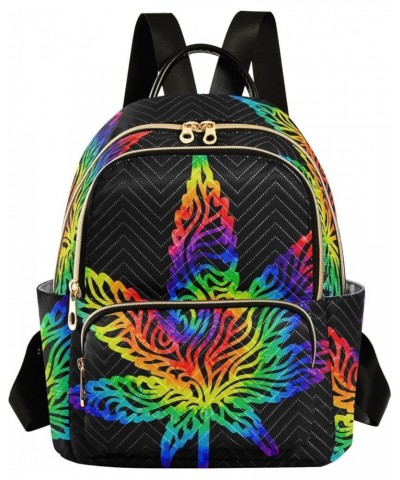 Rainbow Leaf Tie Dye Small Backpack Purse for Women Travel Bag Fashion Daypack Back Pack Shoulder Bag Multicolor Small $16.45...