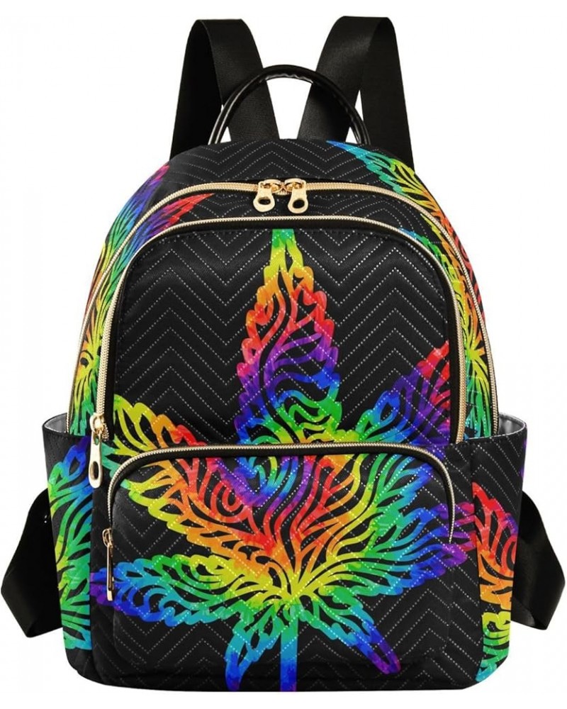 Rainbow Leaf Tie Dye Small Backpack Purse for Women Travel Bag Fashion Daypack Back Pack Shoulder Bag Multicolor Small $16.45...