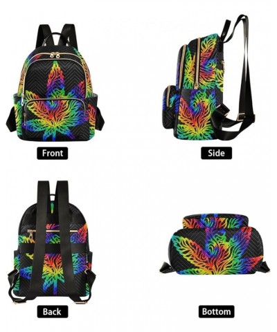 Rainbow Leaf Tie Dye Small Backpack Purse for Women Travel Bag Fashion Daypack Back Pack Shoulder Bag Multicolor Small $16.45...